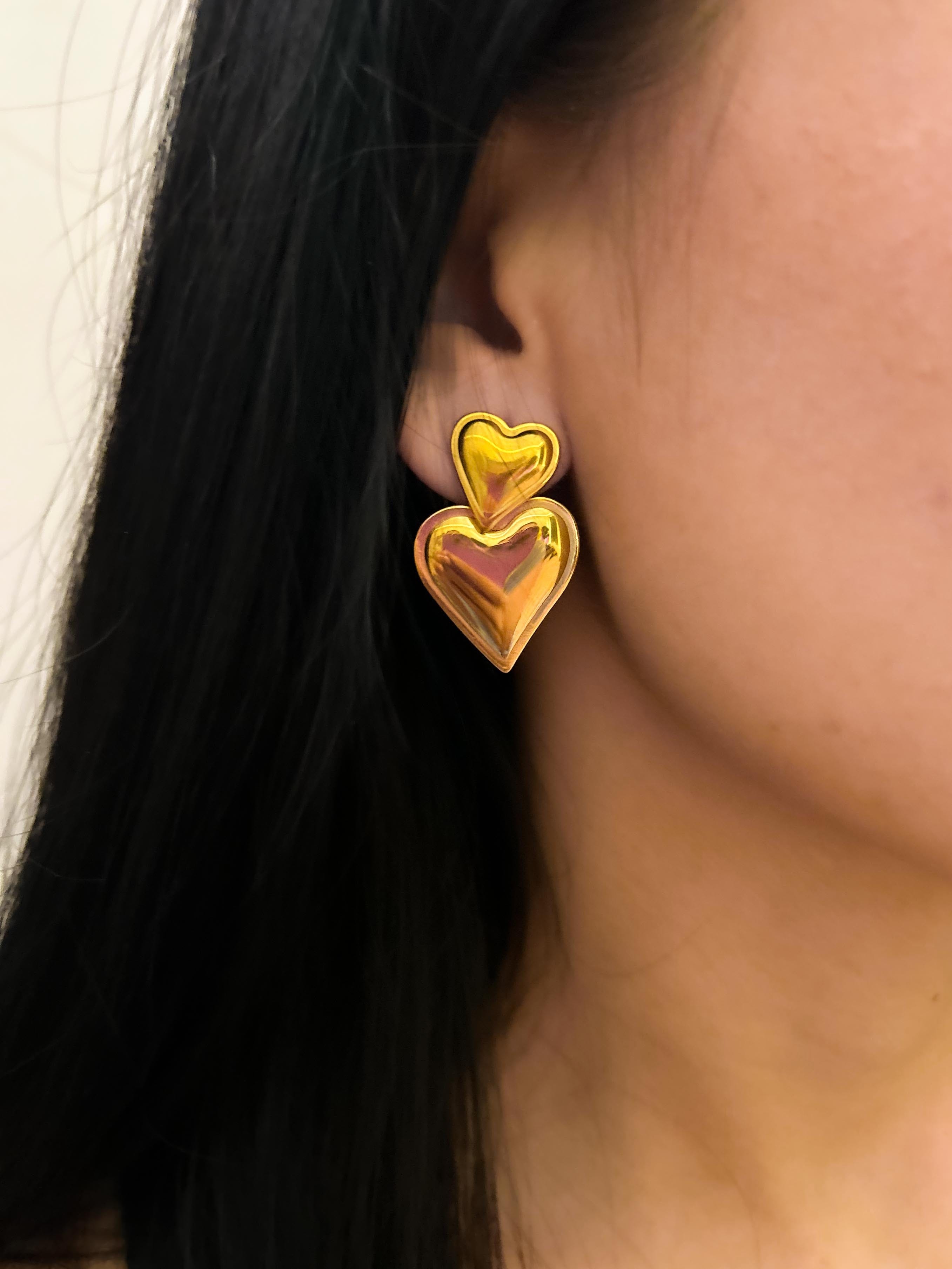 Rekhhta Essentials Earrings Double Heart Studs Earrings