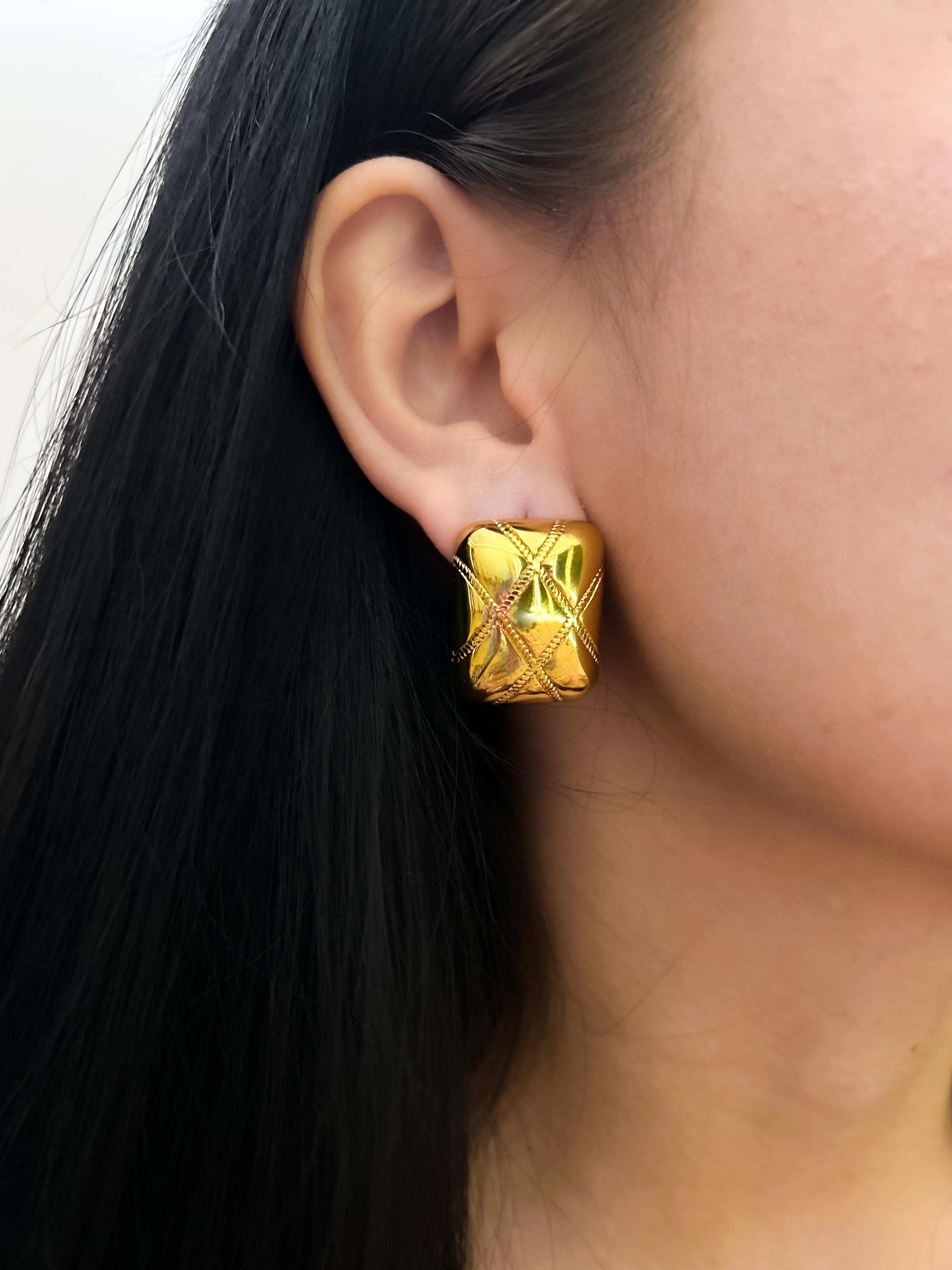 Rekhhta Essentials Earrings Golden Quilted Statement Earrings