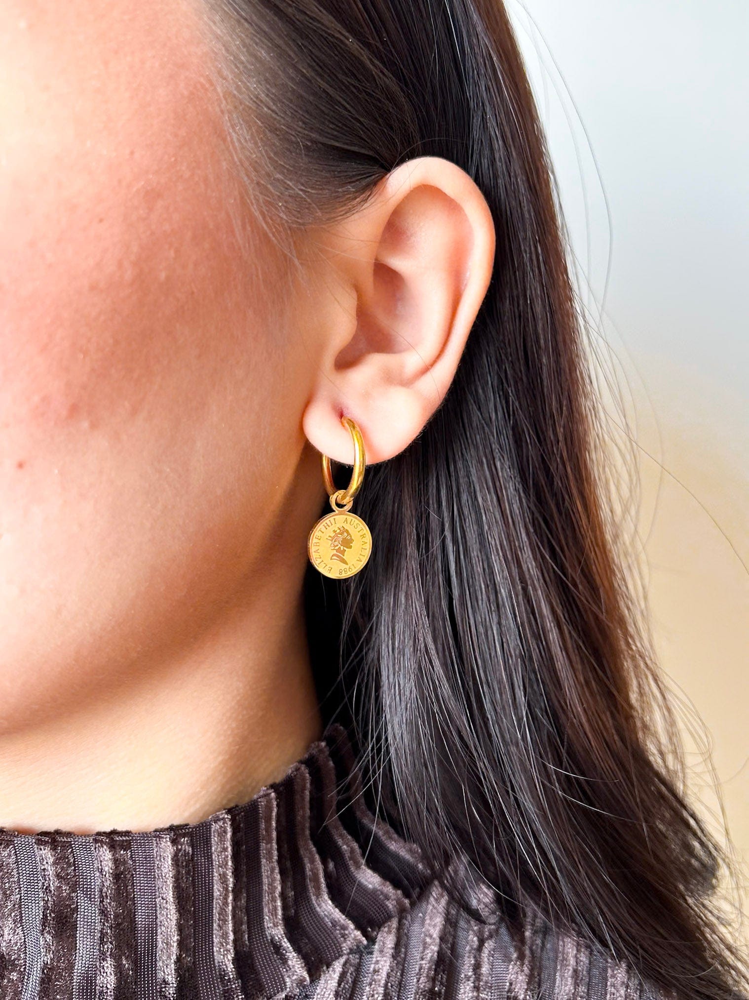 Rekhhta Essentials Earrings Timeless Coin Drop Huggie Earrings