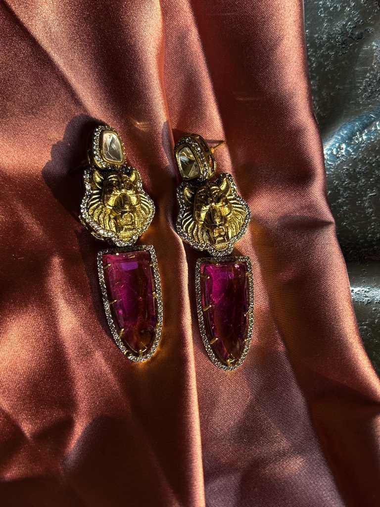 Rekhhta Indian Earrings Narsimh Garnet Earrings