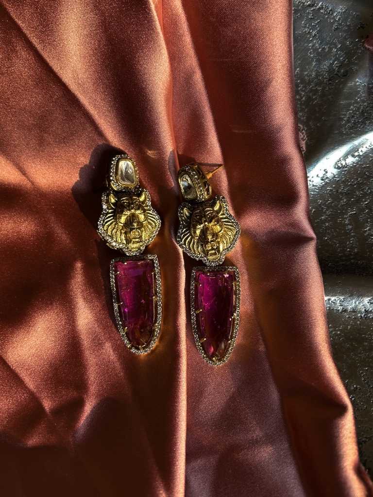 Rekhhta Indian Earrings Narsimh Garnet Earrings