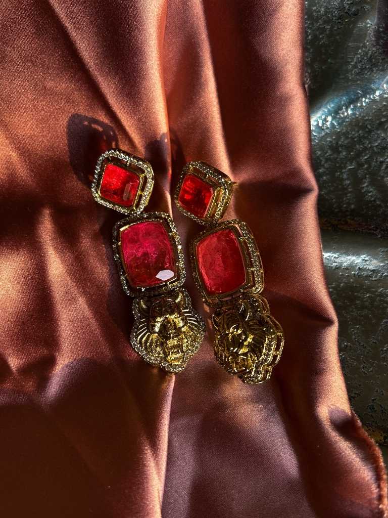 Rekhhta Indian Earrings Narsimh Ruby Earrings