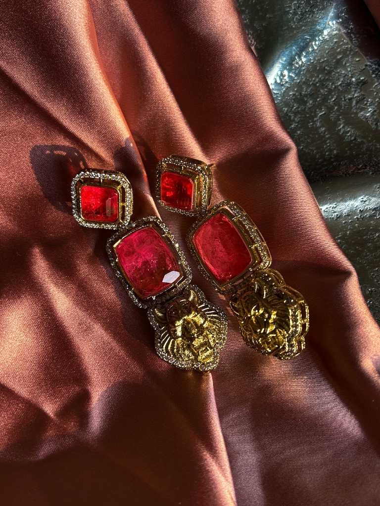 Rekhhta Indian Earrings Narsimh Ruby Earrings