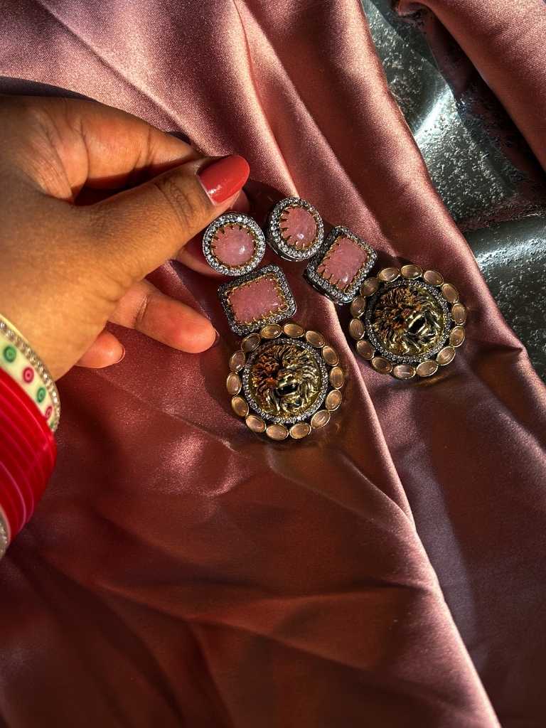 Rekhhta Indian Necklace Shahi Coral Earrings