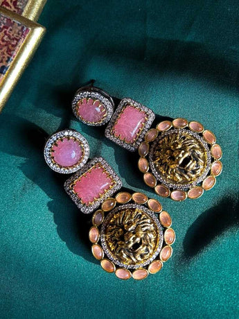 Rekhhta Indian Necklace Shahi Coral Earrings